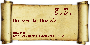 Benkovits Dezsér névjegykártya